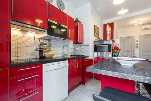 Stylish White And Red Apartments