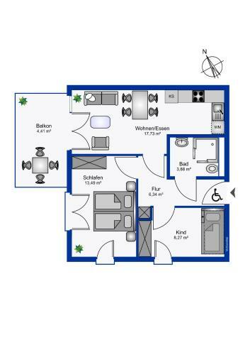 Apartamento Wohnen Am S�dstrand - Ferienwohnung 1 3