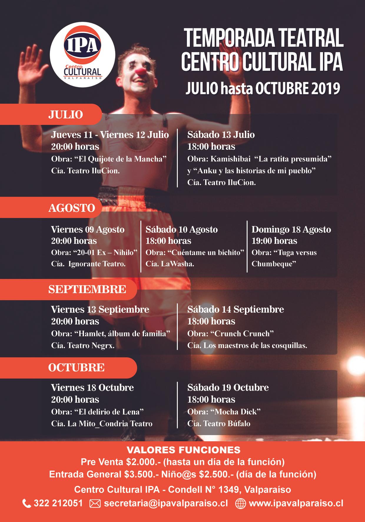 Segunda Temporada Teatral 2019 - Centro Cultural IPA